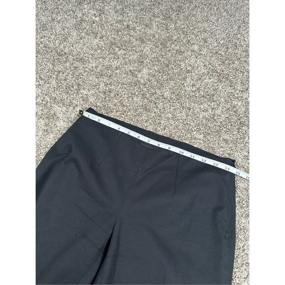 Theory Belisa Bi stretch Pants Black Cotton Flat Front Slim Leg Slit Hems Size 6 - Picture 12 of 15